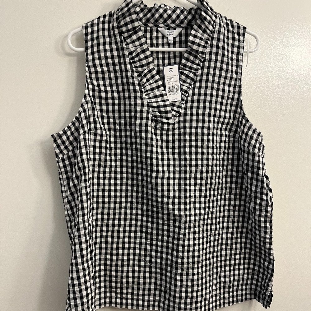 Crown & Ivy Black/White Check Tank
